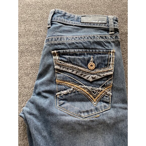 men True blue jeans 30 x 30 low rise boot 5 Pocket Factory distresed - Picture 6 of 10